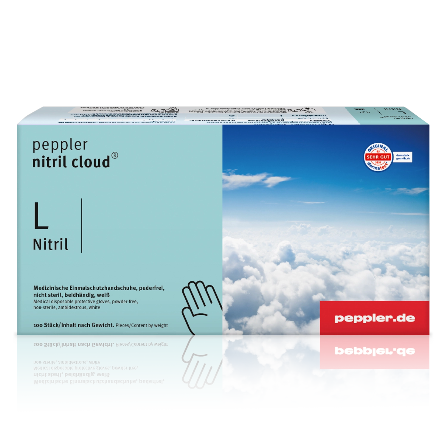 peppler nitril cloud ® | Nitrilhandschuh | Größe L | Handschuhbox