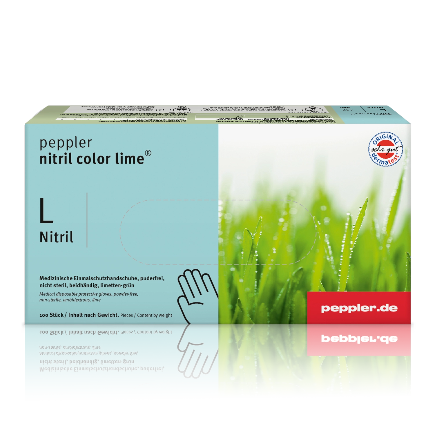 peppler nitril color lime® | Nitrilhandschuh | Größe L | Handschuhbox
