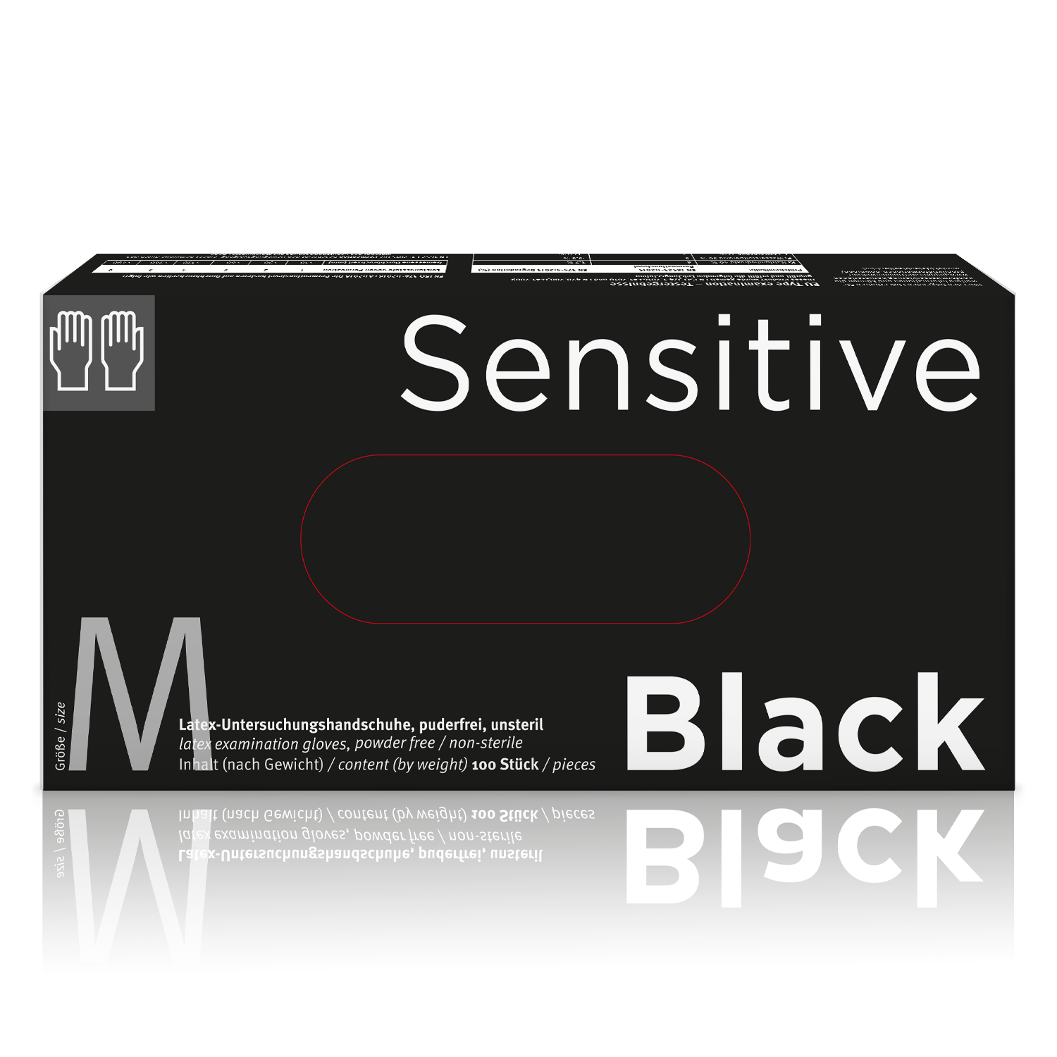 Sensitive Black Latex-Handschuh volltexturiert schwarz