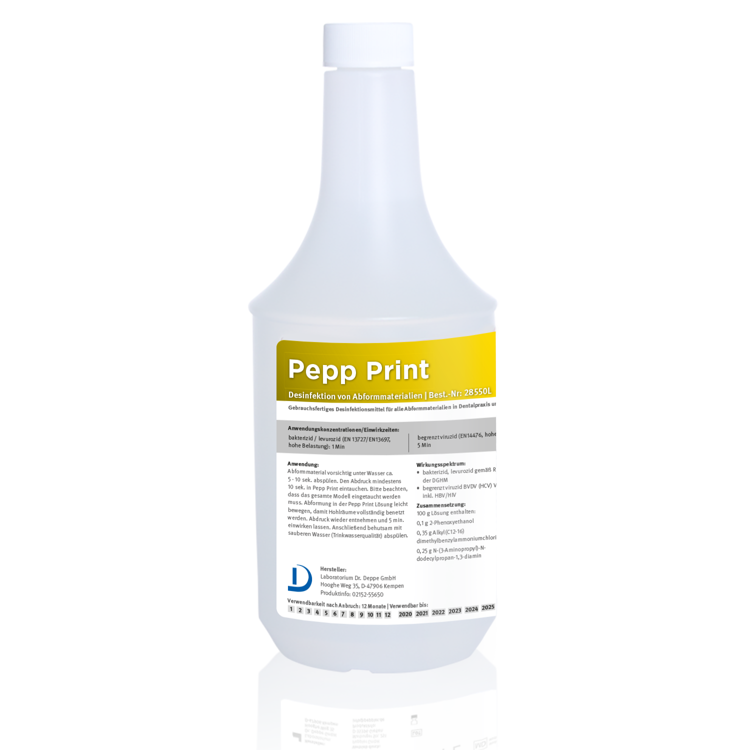 Leerflasche für Pepp Print Abformdesinfektion, 1Liter