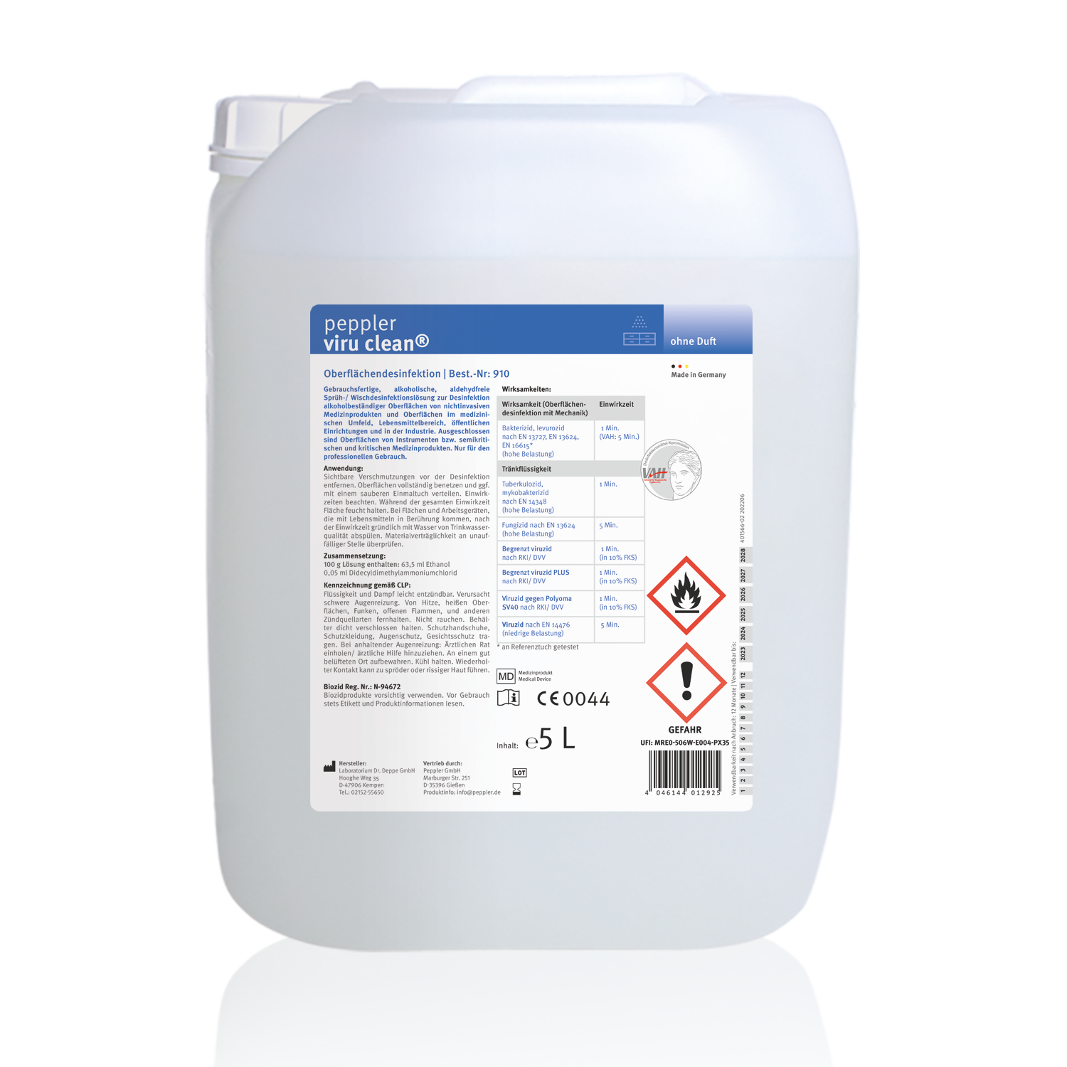 peppler viru clean® | Oberflächendesinfektion