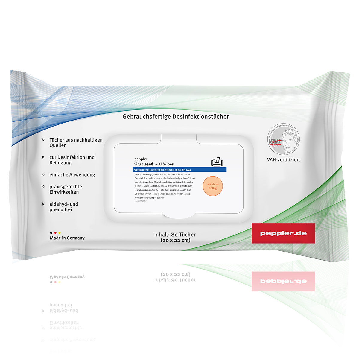 peppler viru clean® XL Wipes | Desinfektionstücher