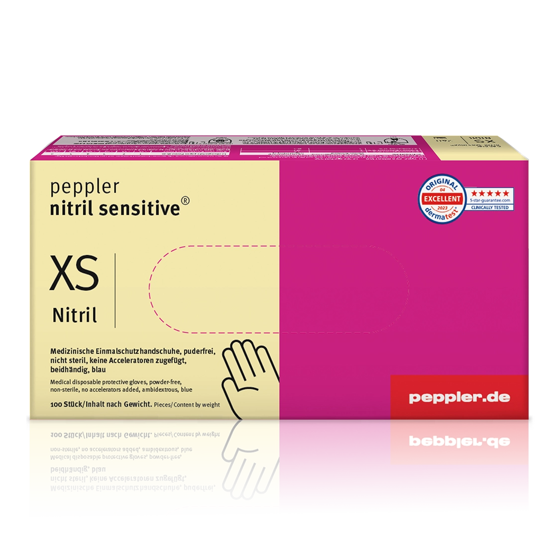 peppler nitril sensitive® blue | Nitrilhandschuh | Handschuhbox | blau | Größe XS