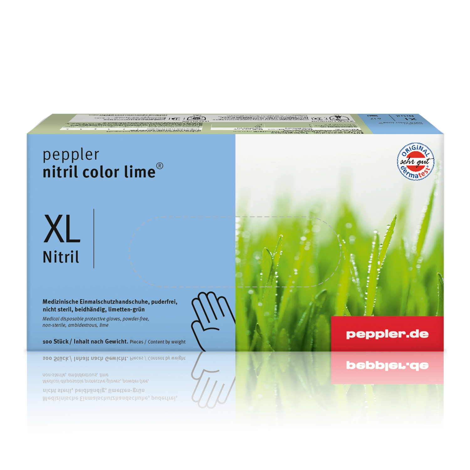 peppler nitril color lime® | Nitrilhandschuh | Größe XL | Handschuhbox